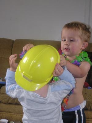 Noah helps Sarah dress up