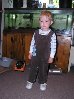 Noah wears a brown outfit that his Uncle Benji wore.