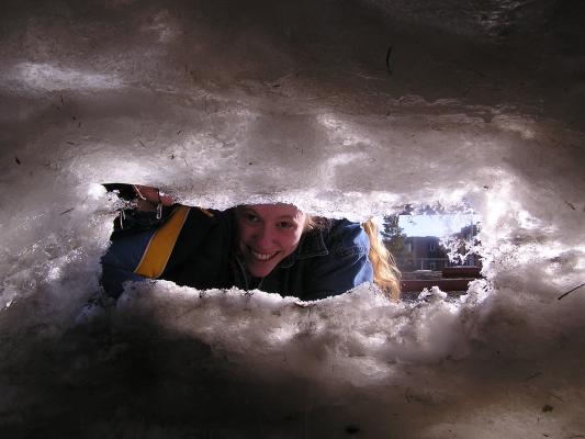 Our snow fort has a new window.