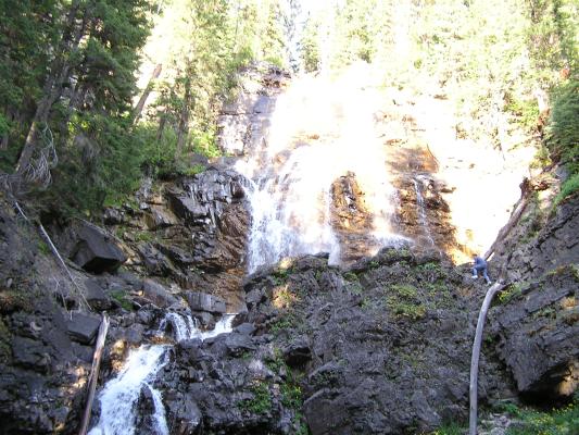 David always has to climb up the falls.