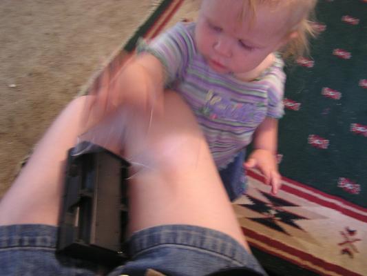 Sarah trys to get the battery charger