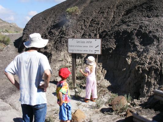 David Noah and Sarah starting on a little hike to look for Dinosaur fossils.