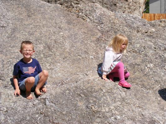 Noah and Sarah on rock.