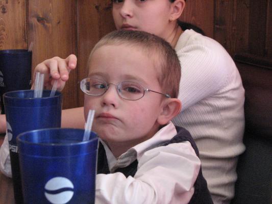 Noah at a favorite pizza place.
