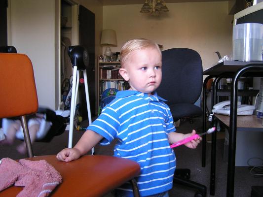 Noah after his hair cut.