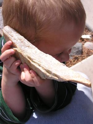 Noah loves this sparkely rock.
