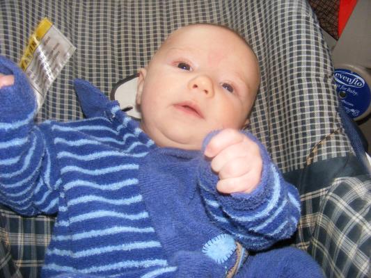 Joshua moving his arms.