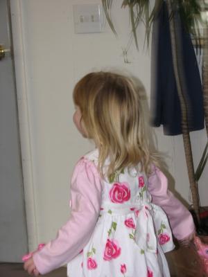 Grandma Eder got Sarah a pretty dress.