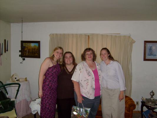 Jaimee, jamie, Mary and Katie are ready to go to the bridal shower