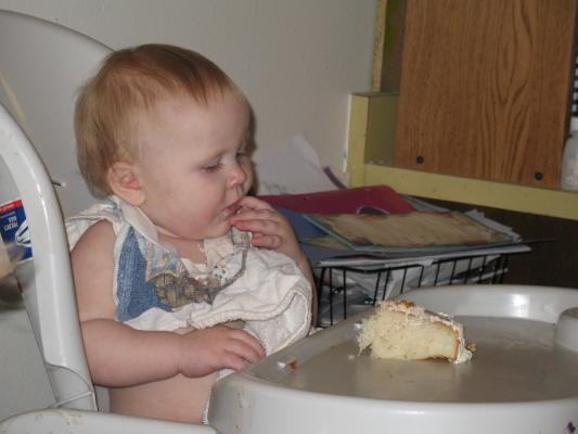 Sarah eats some cake.