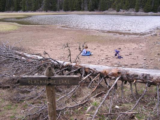 Katie and Noah rest at Blackmore Lake