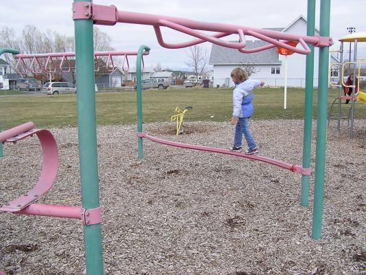 Kids play at Kathy Hollensteiner Memorial Park
before the GVCC Easter egg hunt.
