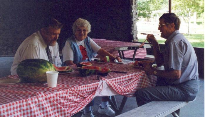 The preacher discusses the theological implications of eating water melon