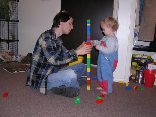 David and Noah build a great tower.