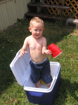Noah enjoys the water.