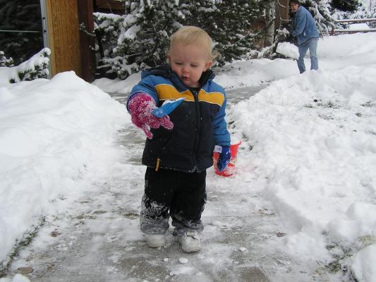 I'm shoveling snow.