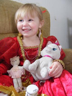 Princess Sarah with her cats.