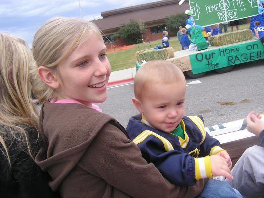 Amie and Michael on the church float for the Blegrade Fall Festival Parade