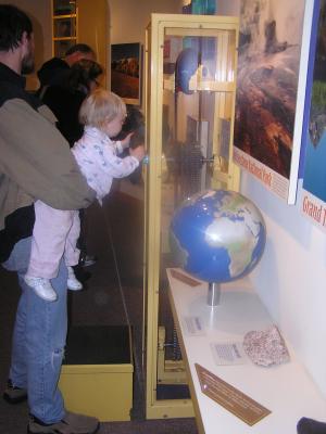 David and Sarah look at stuff at the Museum of the Rockies.