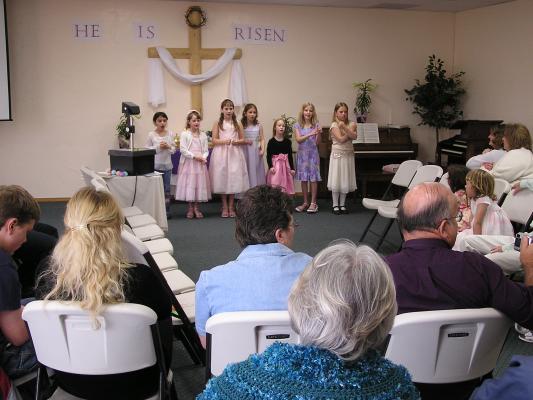 The kids sing a special for Church.
