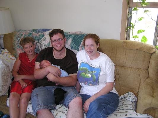 Uncle Joe, Uncle Titus and Mommy with Noah