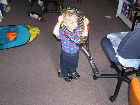 Noah comtemplates a new fashion statement.