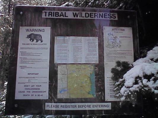 Tribal Wilderness sign.