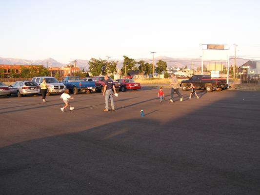 Racing games in the parking lot at VBS