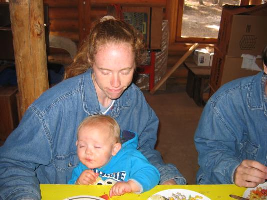 Somebody's eating with his eyes closed.