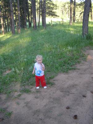 Sarah walks around the campground