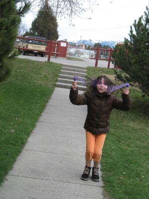 Malia plays with a jumprope.