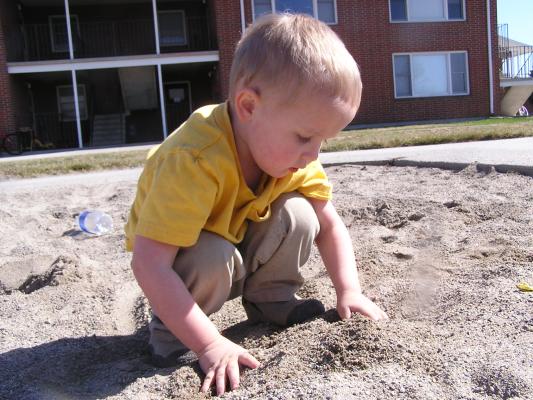 Noah really digs sand!
