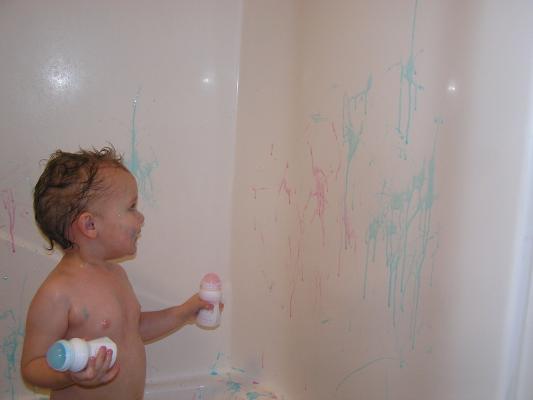 Noah shows off his latest masterpiece.