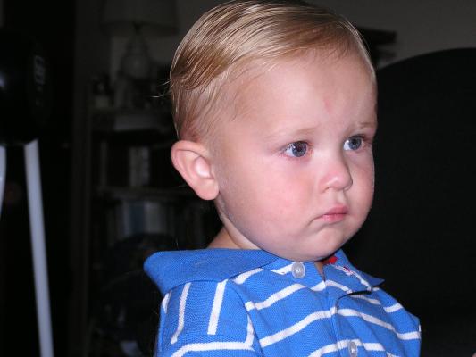Noah after his hair cut.