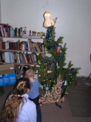 We put an angel on top of the tree.