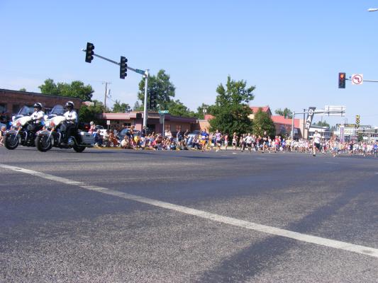 Start of the parade in Bozeman. 
It starts with a children's run.