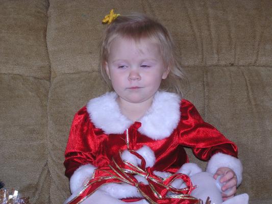 Sarah in her pretty Christmas dress