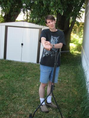 David mows a little