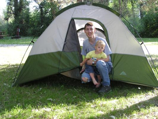David and Noah finished putting up the tent.
