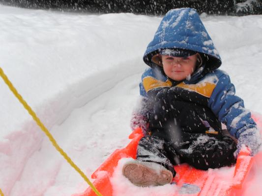 Sleding in fun.