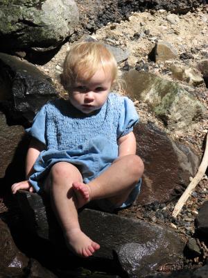 Sarah's feet got cold in the water