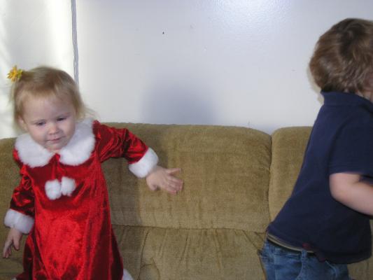 Sarah in her pretty Christmas dress