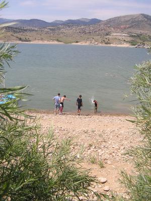 David and some church kids play in the reservoir