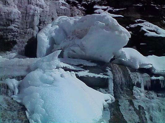 Ice at Mission Falls.
