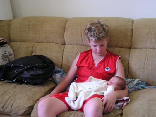 Uncle Joe holds Noah