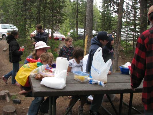 At the picnic table