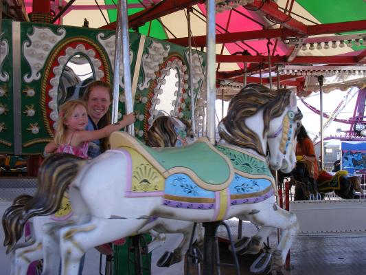 Sarah rides horse