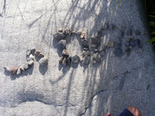 Noah in rocks.