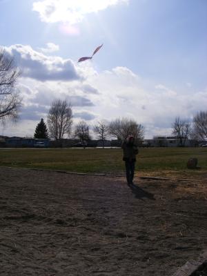 David runs with the kite