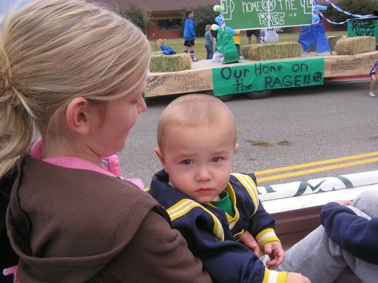 Amie and Michael on the GVCC float for the Belgrade Fall Festival